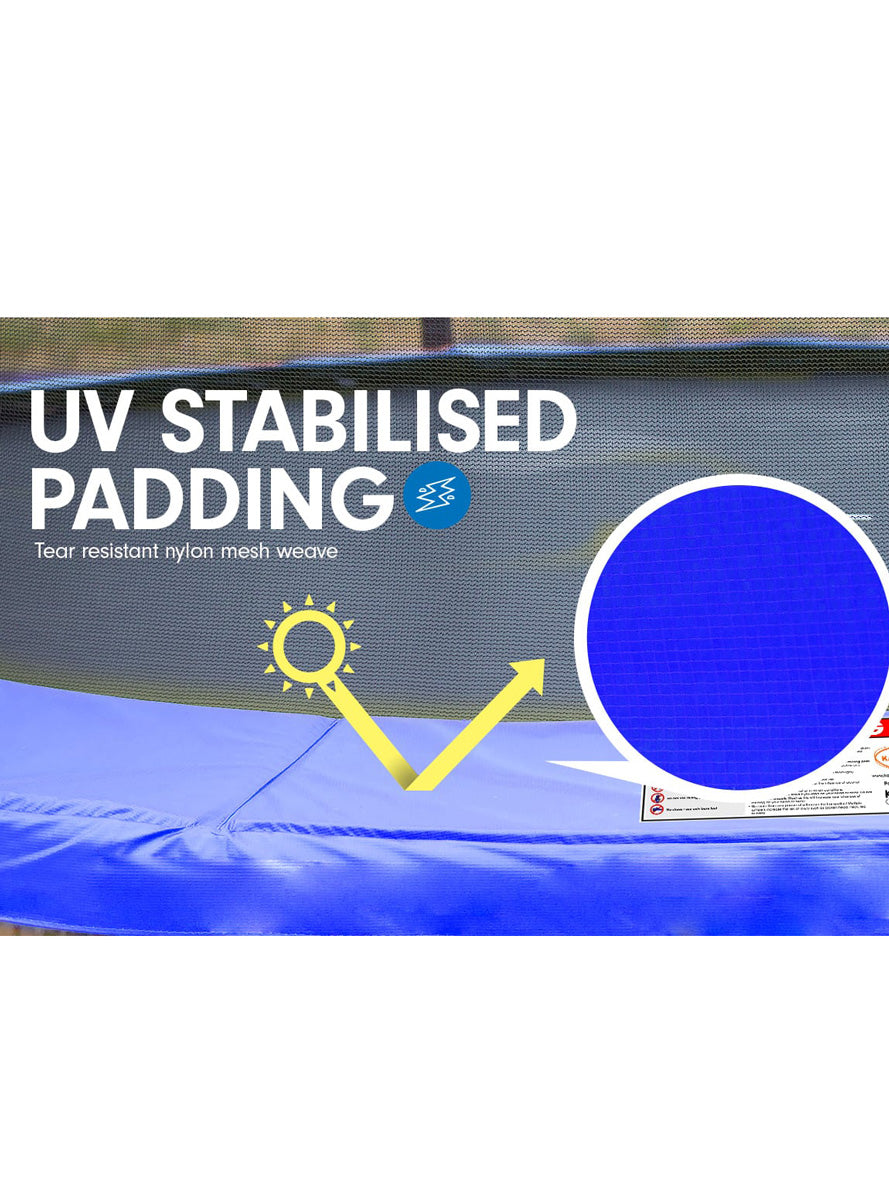 Kahuna classic 6ft round trampoline with blue padding, basketball hoop and safety net - info image 2