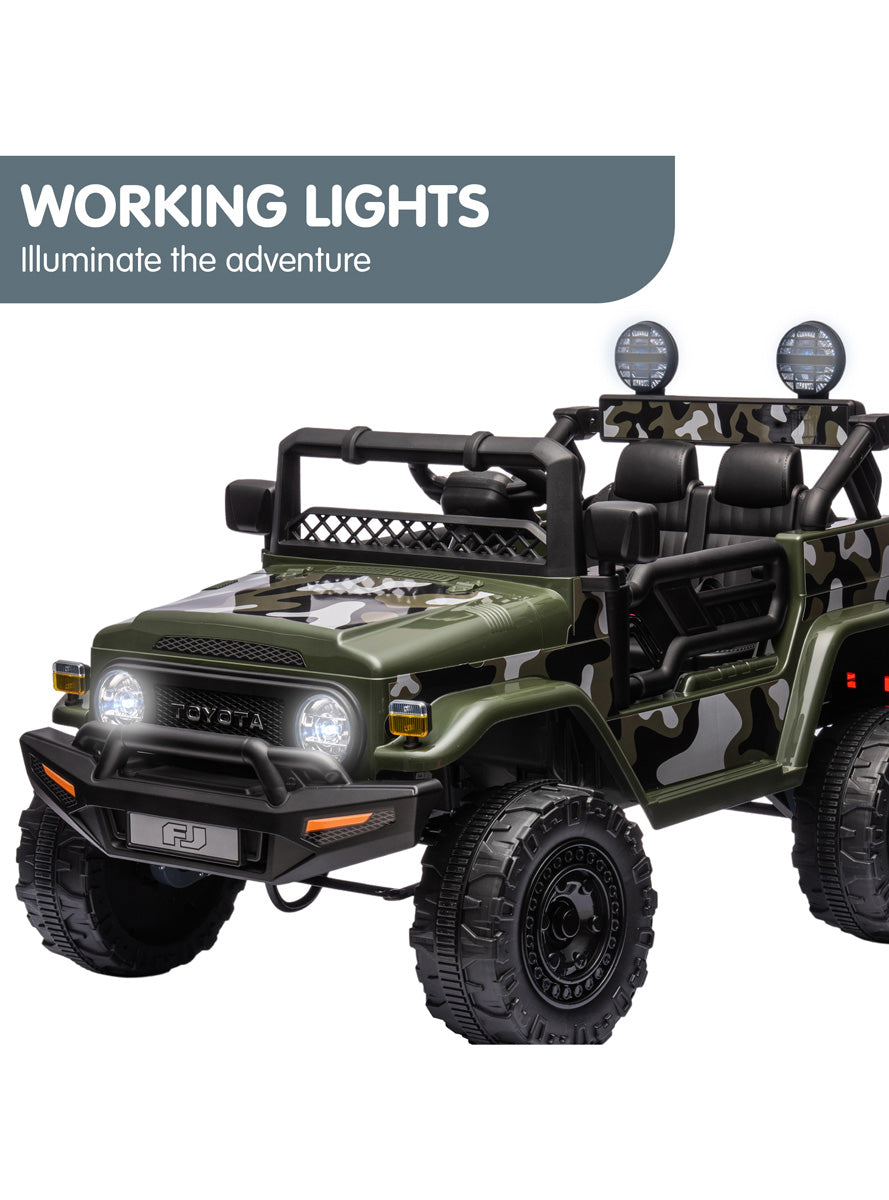 Kids Electric Ride On Car Kahuna Toyota FJ40 Cruiser Green Camo - Info Image 4