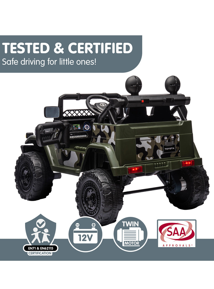 Kids Electric Ride On Car Kahuna Toyota FJ40 Cruiser Green Camo - Info Image 7