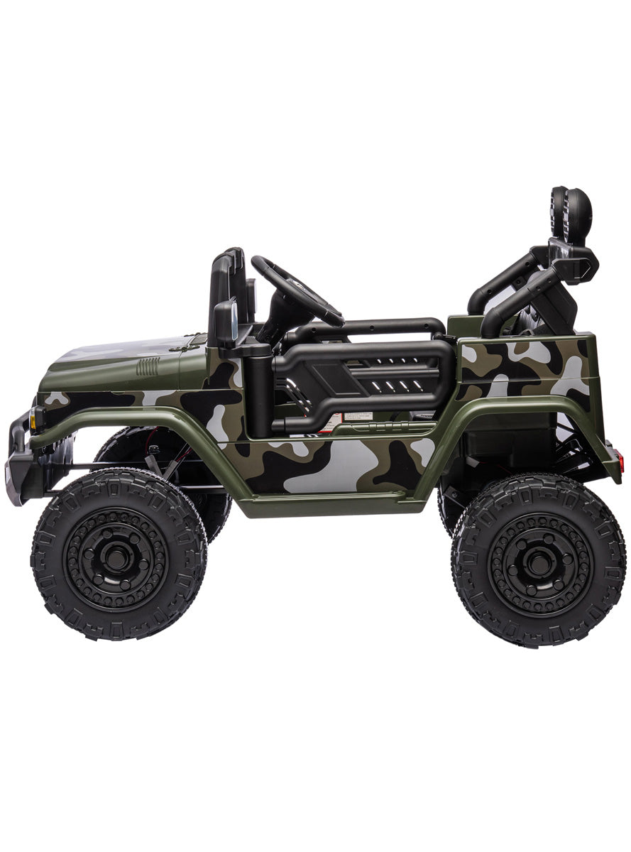Kids Electric Ride On Car Kahuna Toyota FJ40 Cruiser Green Camo - Side Image