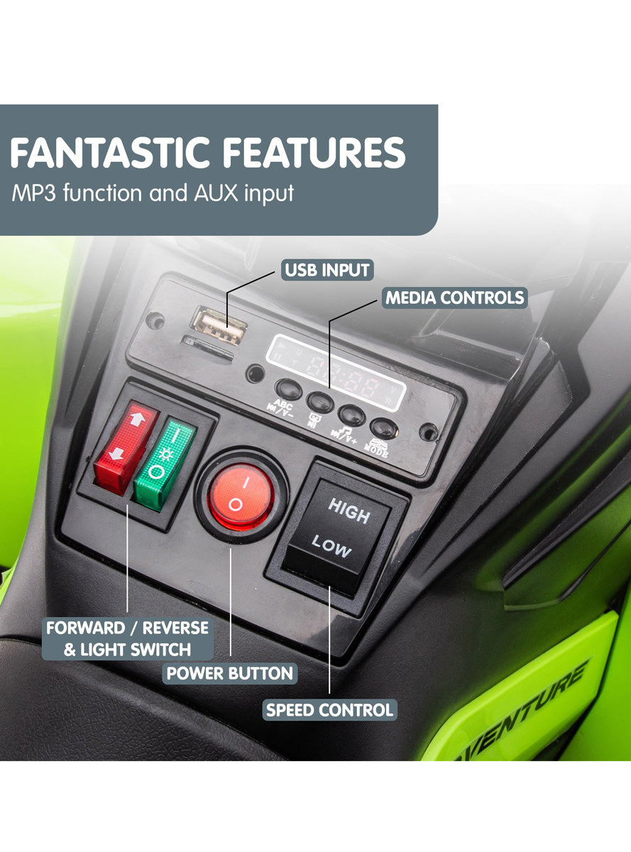Kids Electric Ride On Quad Bike Kahuna GTS99 Green - Info Image 4