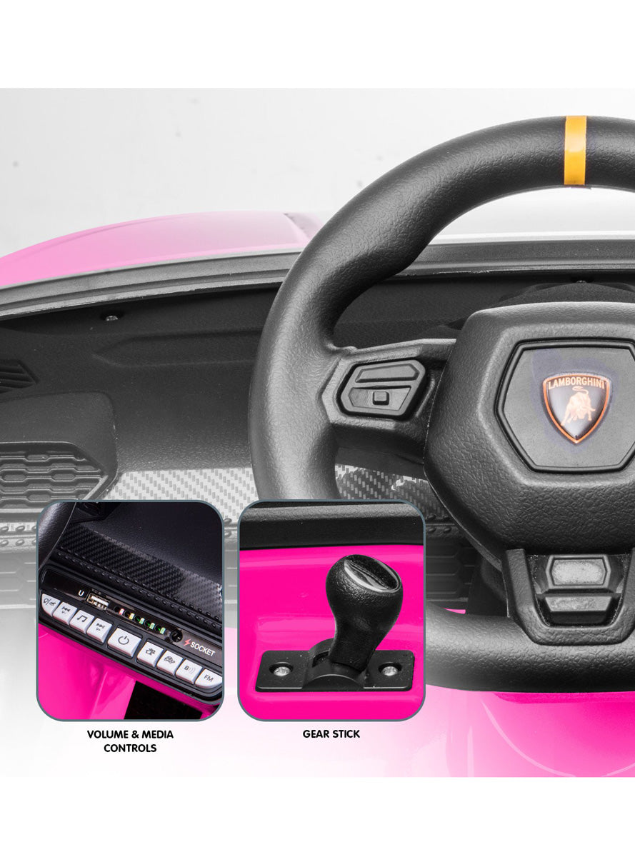 Kids Electric Ride On Car Kahuna Lamborghini Performante Hot Pink - Info Image 3