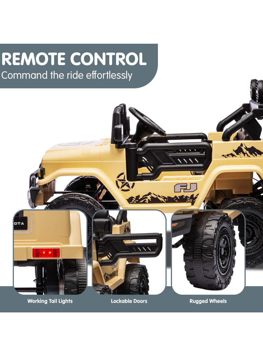Kids Electric Ride On Car Kahuna Toyota FJ Cruiser Khaki - Info Image 5