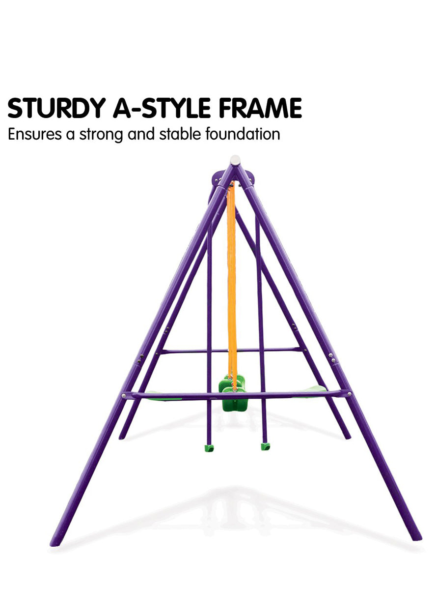 Kahuna kids 4 seater swing set in purple and green - info image 2
