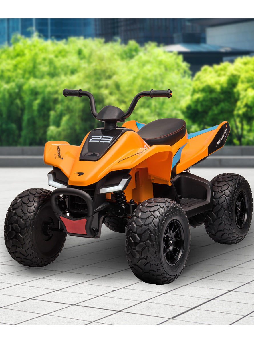 Kids Electric Ride On Quad Bike Kahuna McLaren MCL35 Orange - Lifestyle Image 2