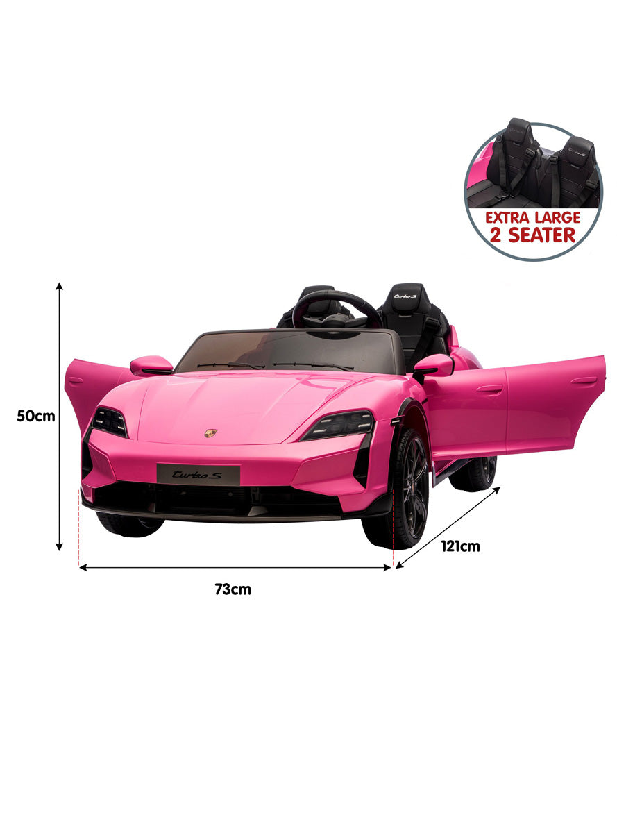 Kids Electric Ride On Car Kahuna Porsche Taycan Turbo S Pink - Dimensions Image