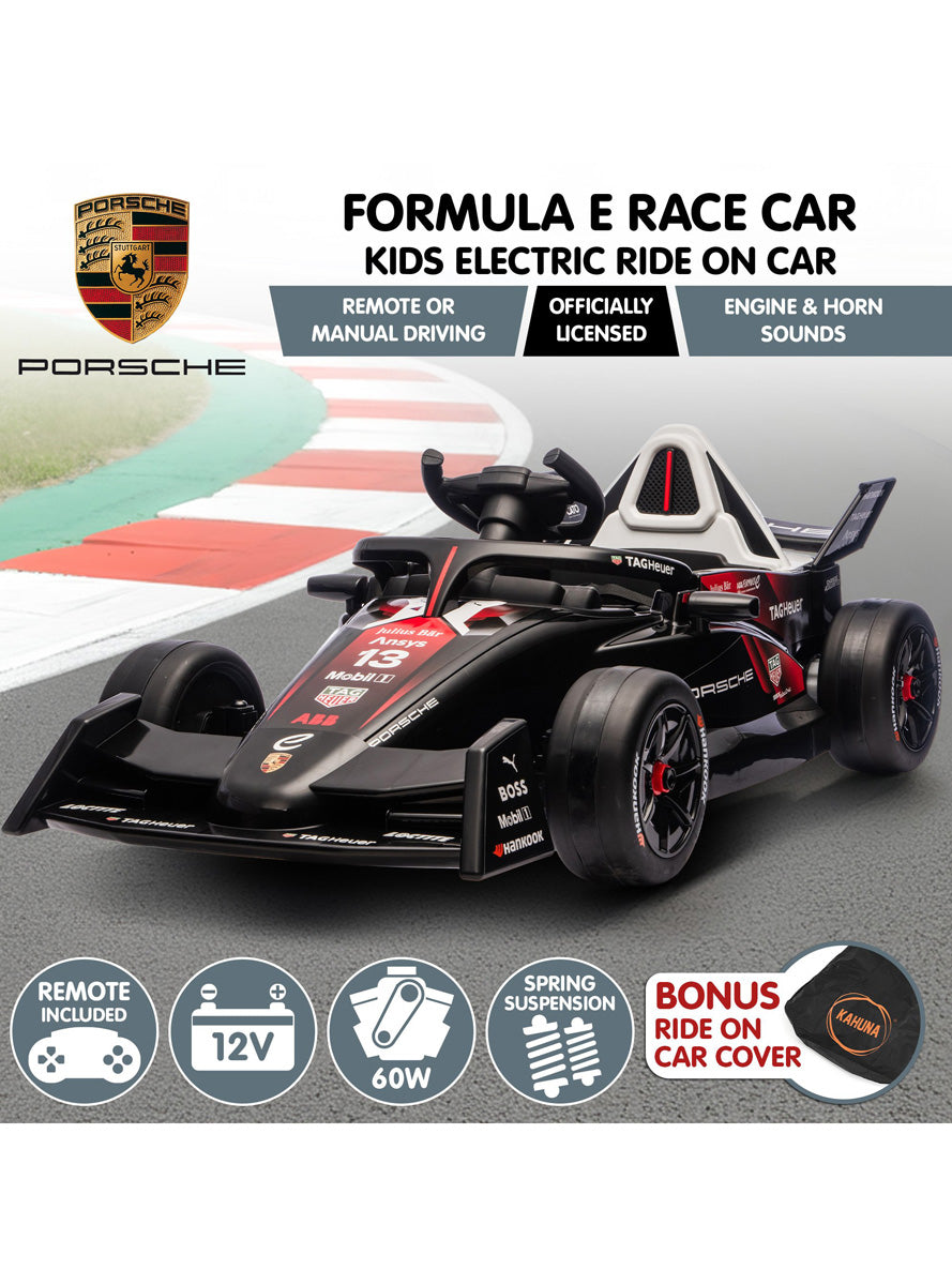 Kids Electric Ride On Car Kahuna Porsche Formula E Red with Remote Control - Info Image 1