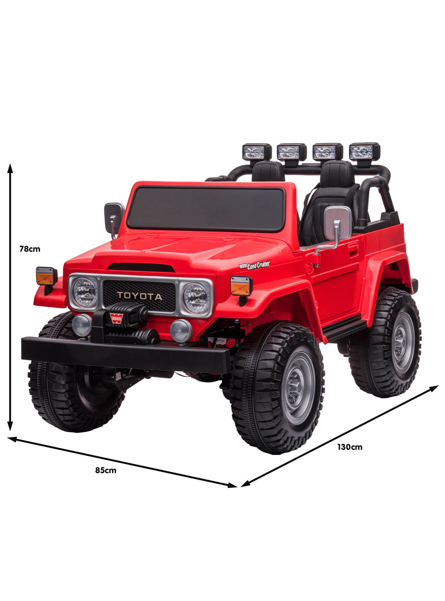 Kids Electric Ride On Car Kahuna Toyota FJ40 Cruiser Red - Dimensions Image