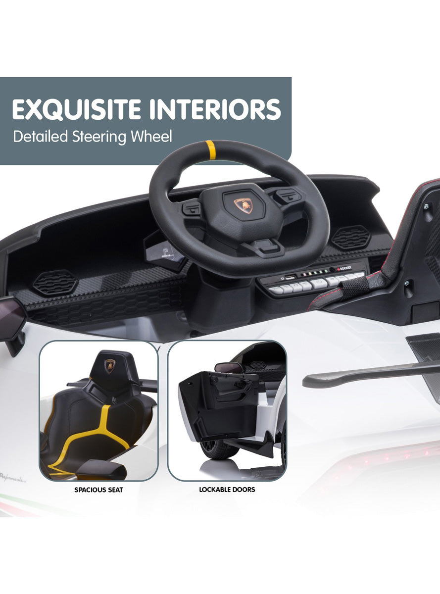 Kids Electric Ride On Car Kahuna Lamborghini Performante White - Info Image 2