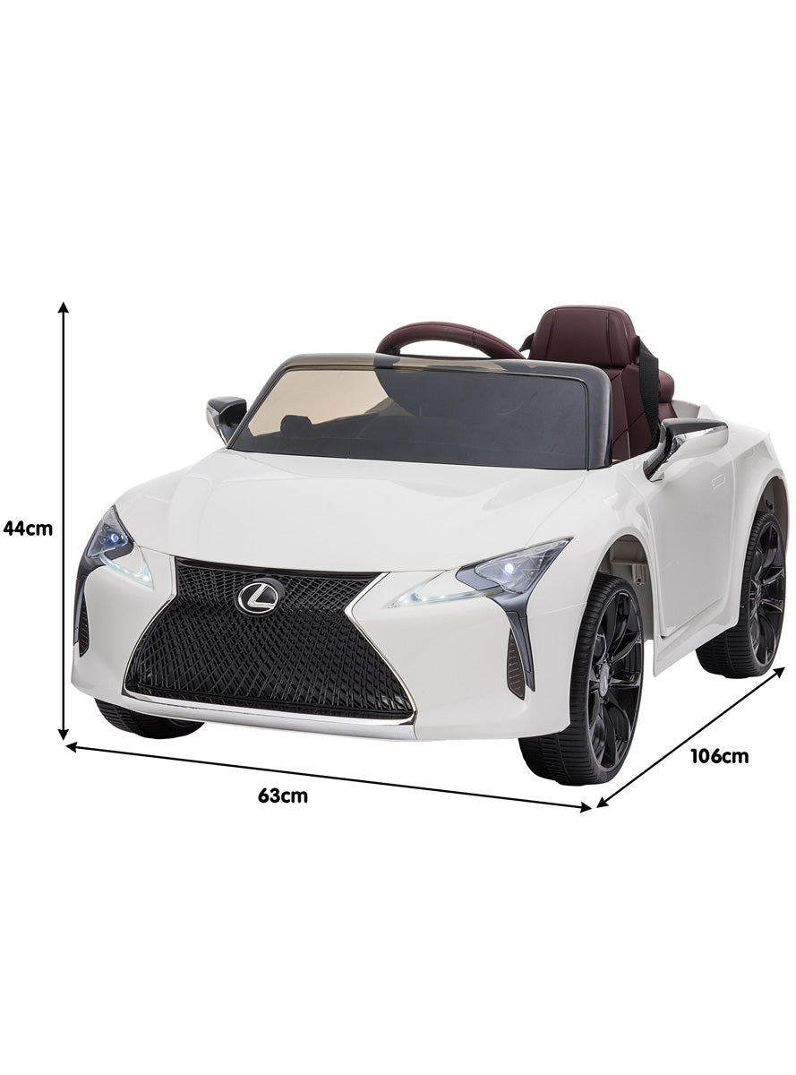 Kids Electric Ride On Car Kahuna Lexus LC 500 Licensed White - Dimensions Image