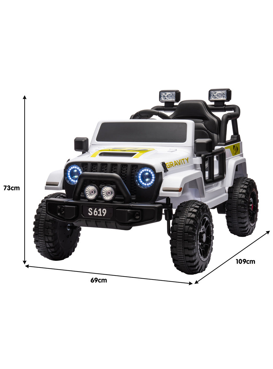 Kids Electric Ride On Car Kahuna S619 Gravity White - Dimensions Image