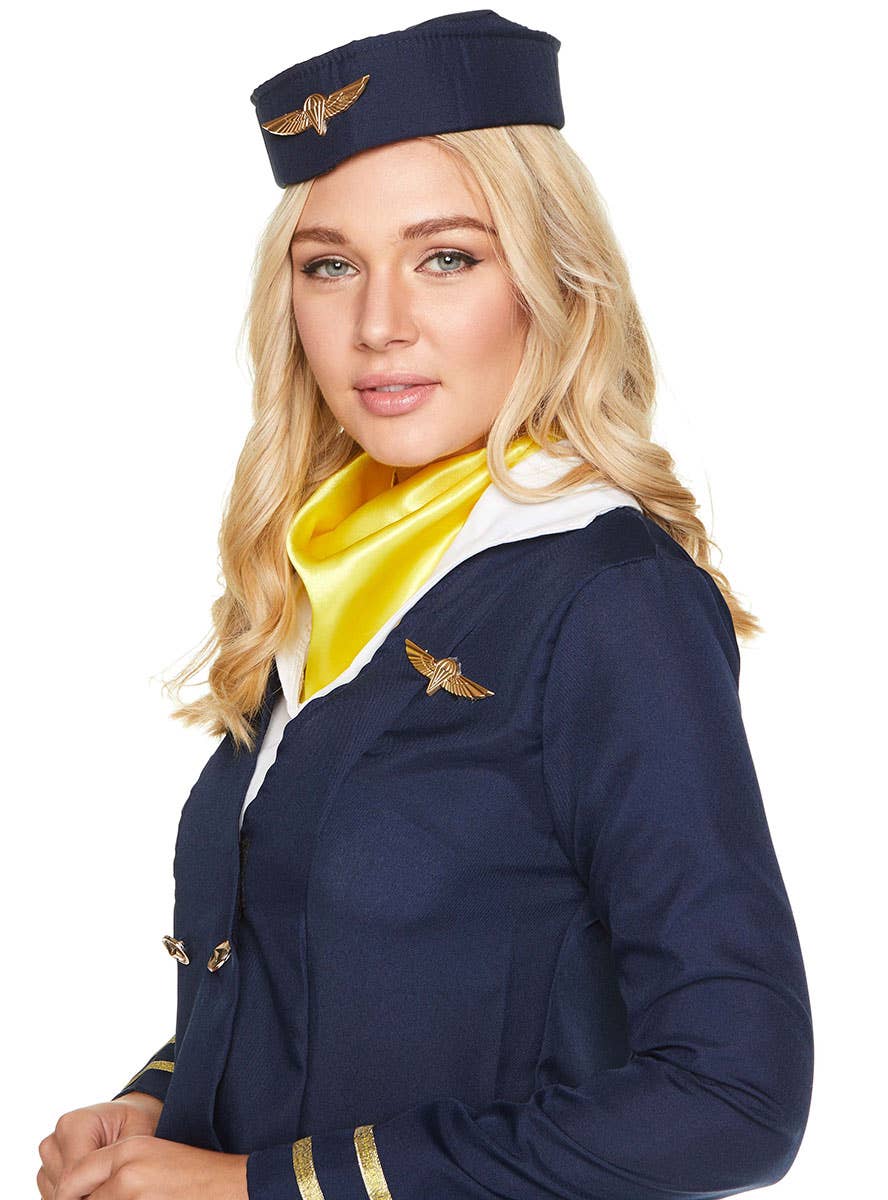 Retro Blue Flight Attendant Women's 1940's Costume - Close Image
