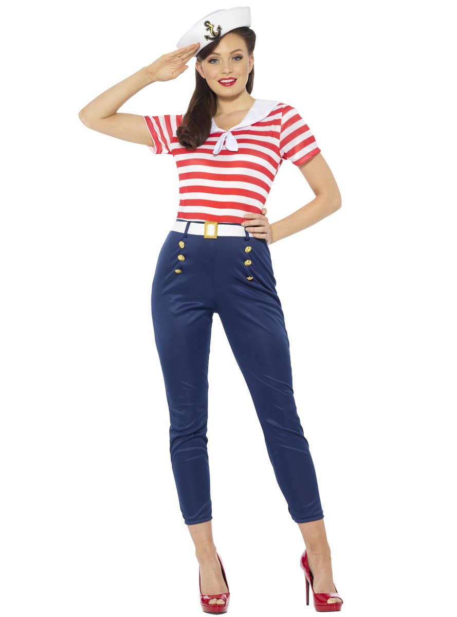 Women's Retro 1940's Style Sailor Fancy Dress Costume - Alternative Image