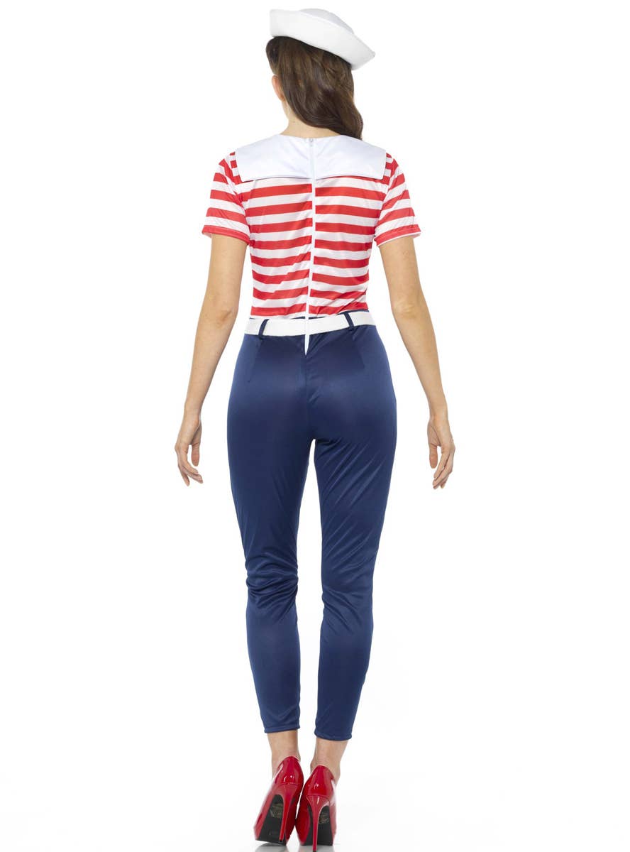 Women's Retro 1940's Style Sailor Fancy Dress Costume - Back Image