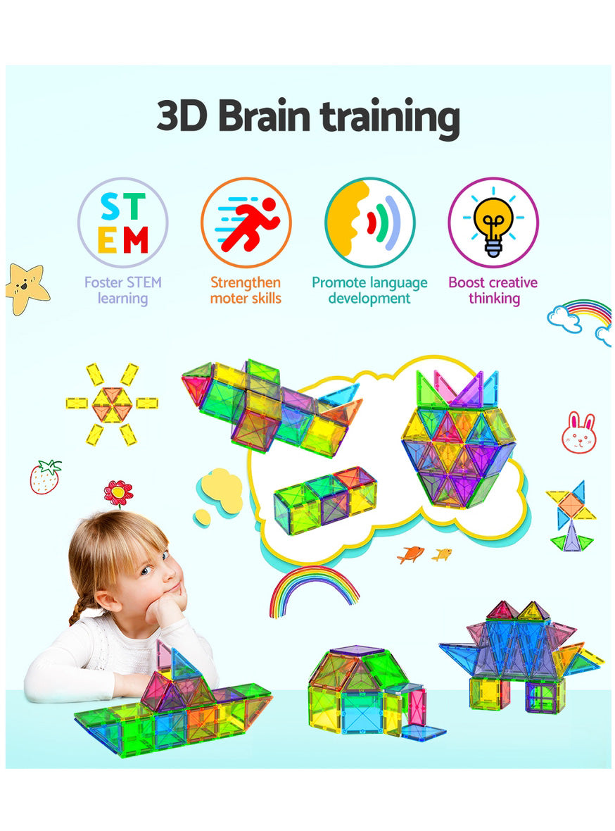 Keezi Kids 100 Piece Magnetic Tiles Playset - Info Image 1
