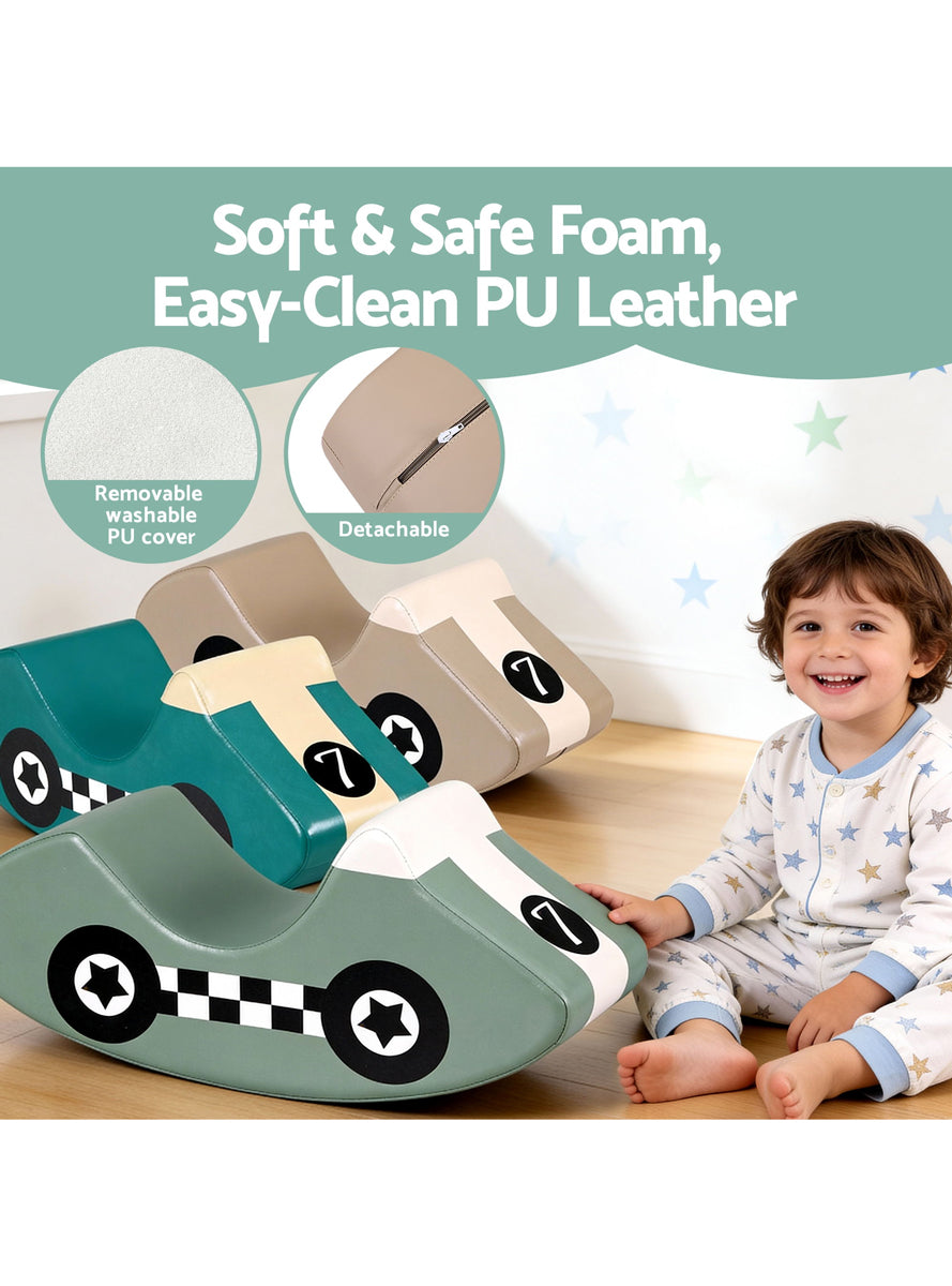 Keezi Kids 3 Piece Car Shaped Soft Indoor Foam Climbing Blocks And Rockers - Info Image 3