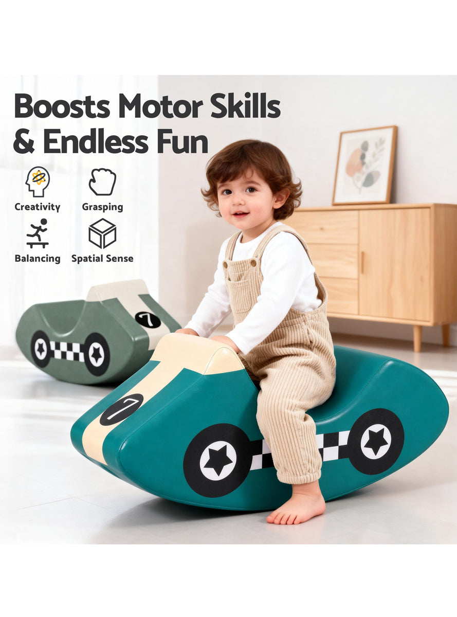 Keezi Kids 3 Piece Car Shaped Soft Indoor Foam Climbing Blocks And Rockers - Info Image 4