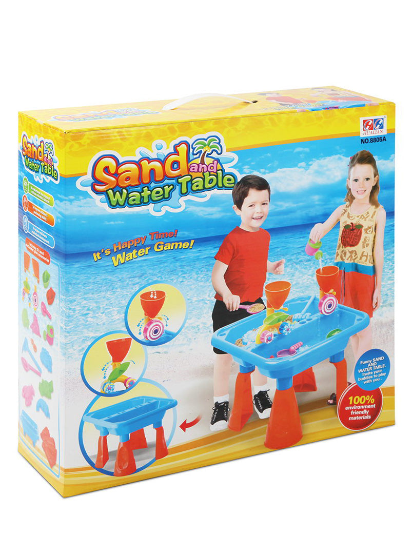 Keezi Kids Blue And Red Plastic Outdoor Water And Sand Table With Funnels - Packaging Image