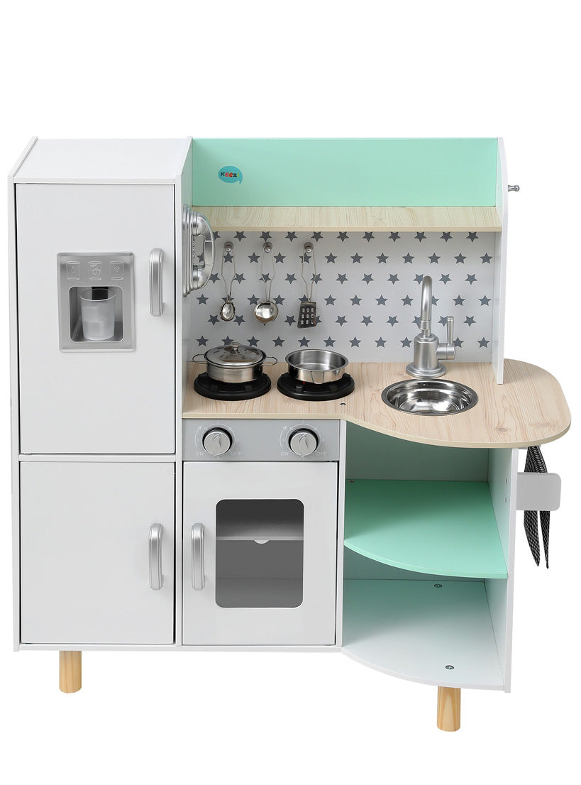 Keezi Kids Green And White Wooden Kitchen Playset - Front Image