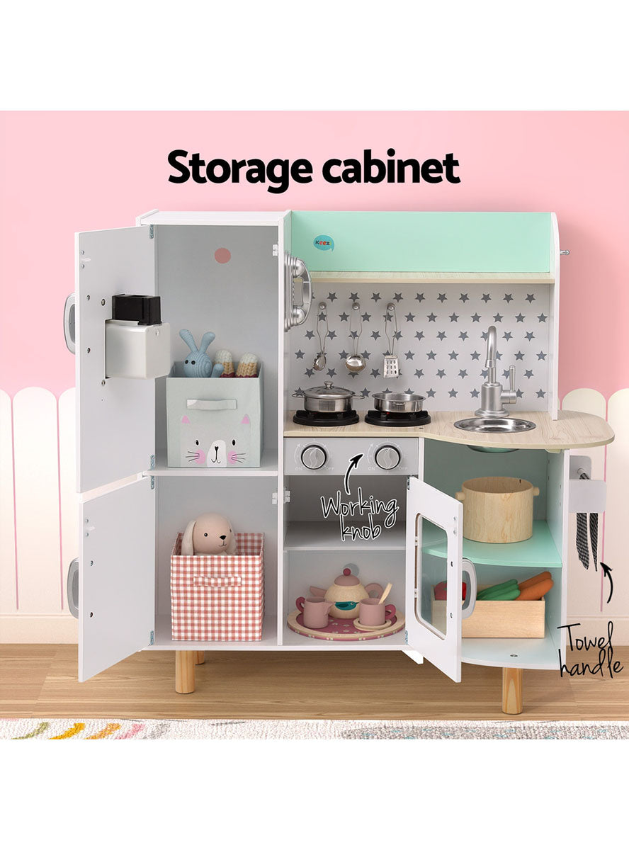 Keezi Kids Green And White Wooden Kitchen Playset - Info Image 3