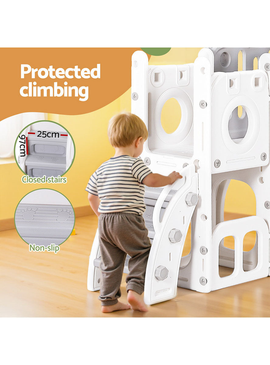 Keezi Kids Grey Outdoor Playset With Slide And Basketball Hoop - Info Image 1