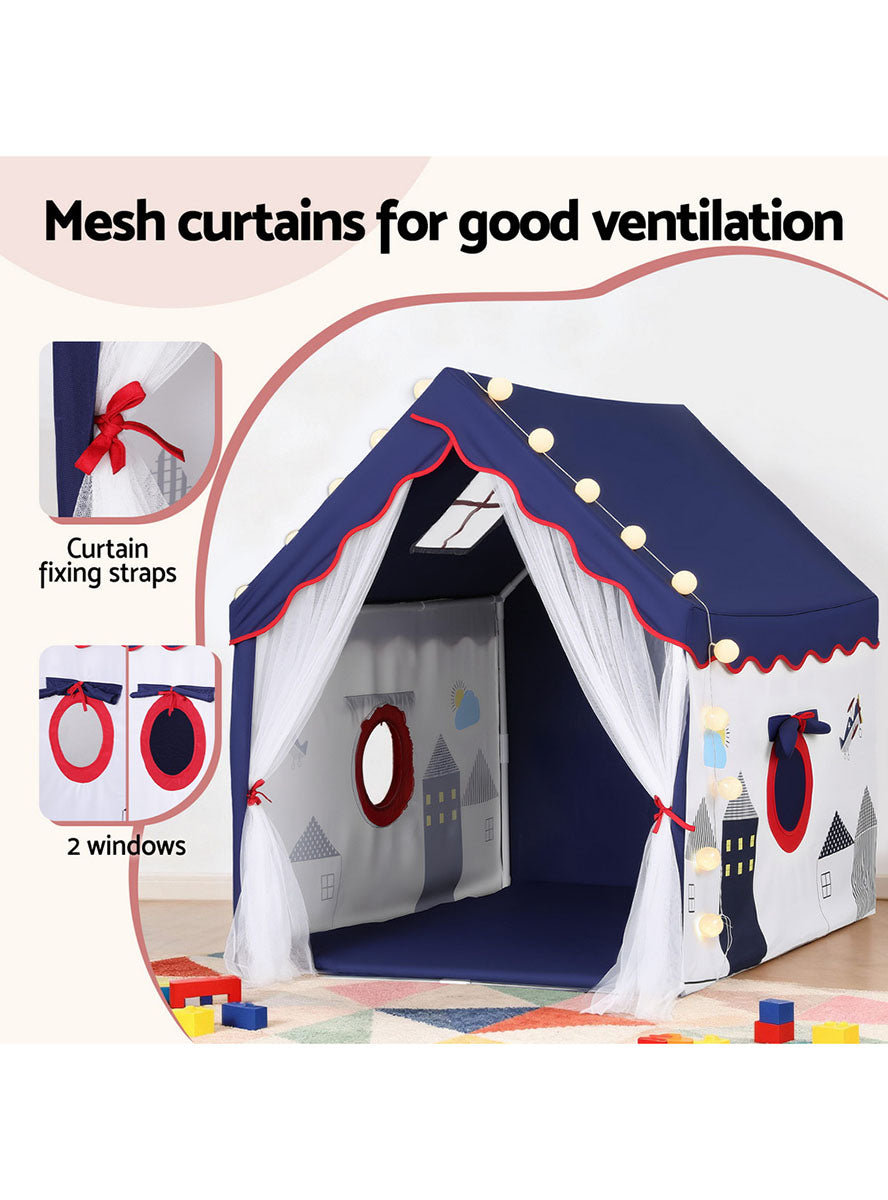 Keezi Kids Indoor Tent Playhouse With Floor Mat And Ball String Lights - Info Image 2