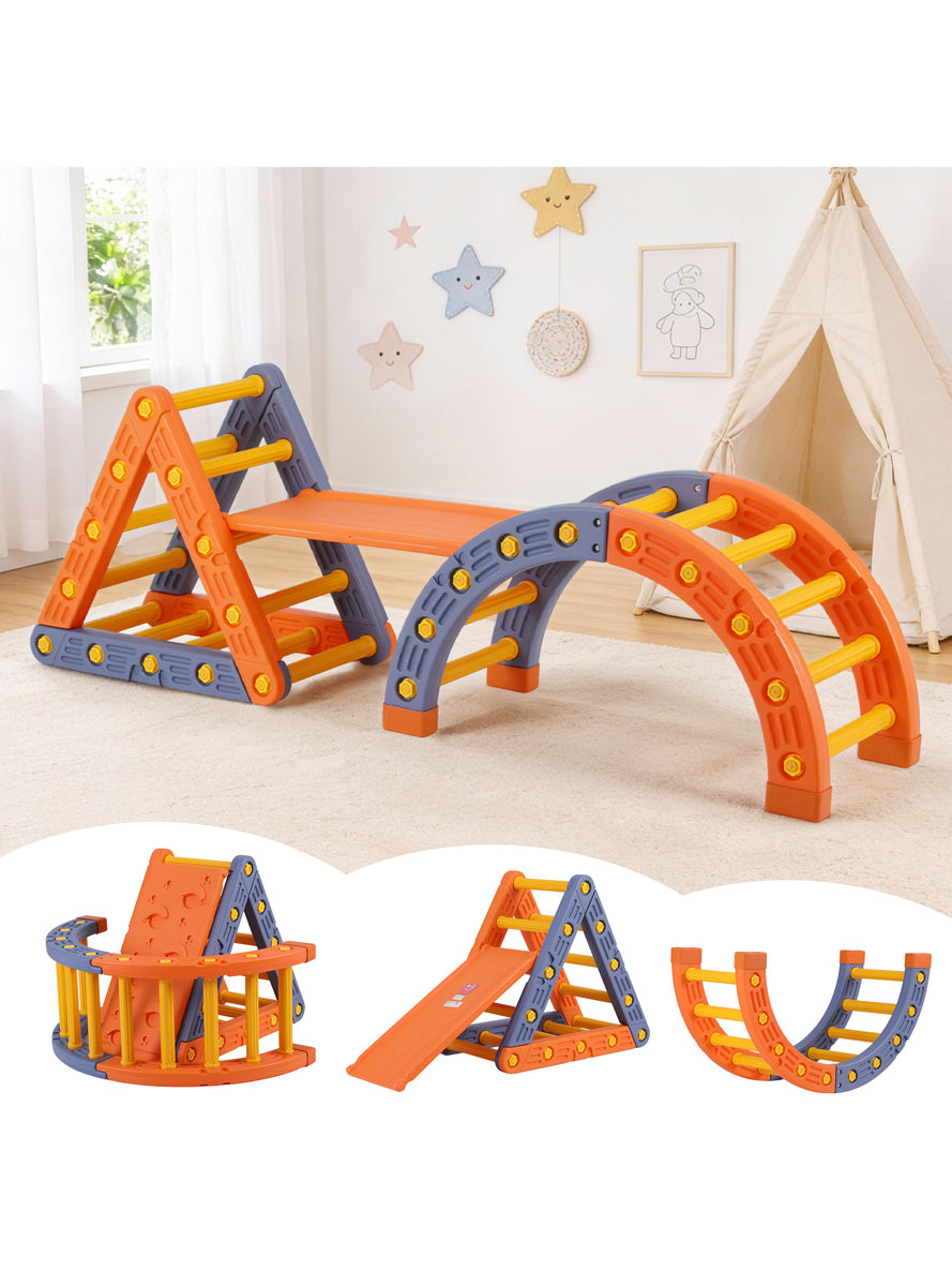 Keezi Kids Orange 2 In 1 Climbing Frame Set With Slide - Alternate Image