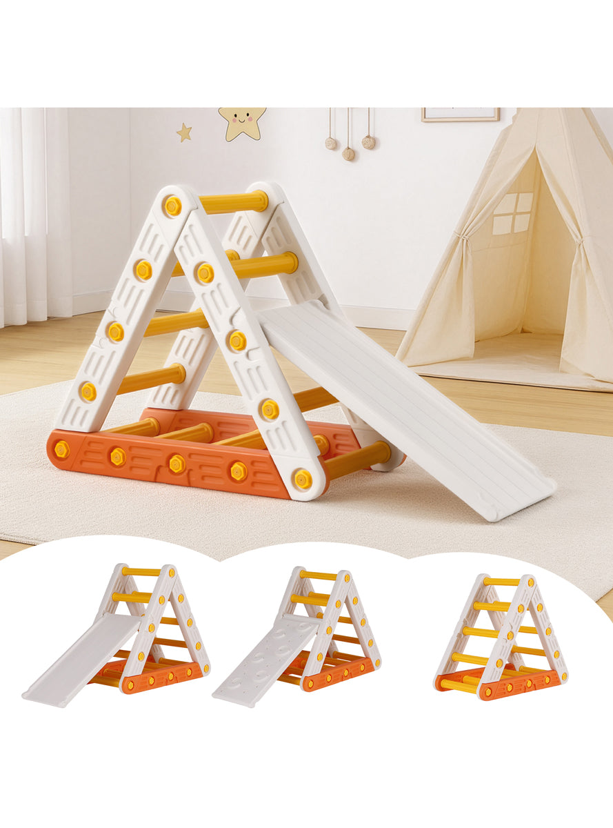 Keezi Kids Orange And White Climbing Triangle Frame With Slide - Lifestyle Image