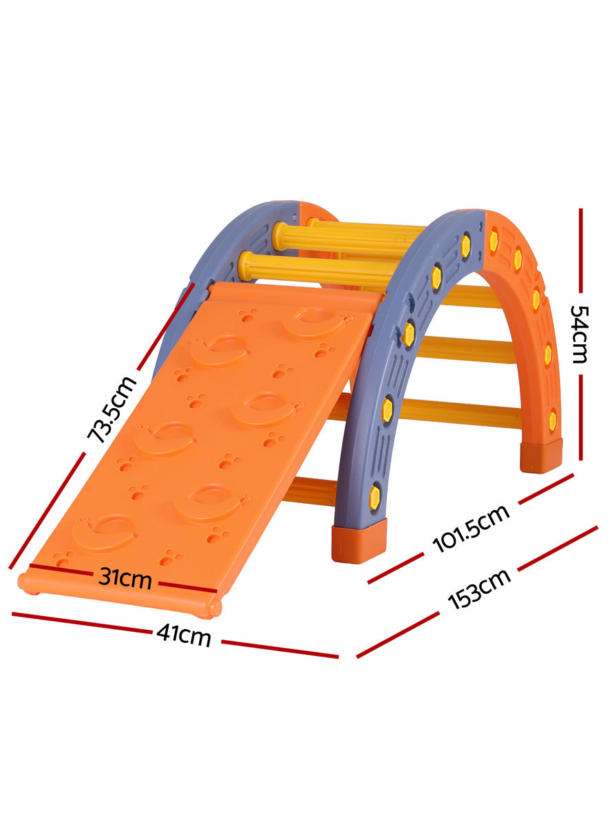 Keezi Kids Orange Indoor Outdoor Climbing Arch With Slide - Dimensions Image
