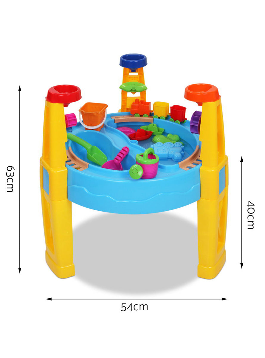 Keezi Kids Outdoor Plastic Sand And Water Play Table With Umbrella - Dimensions Image