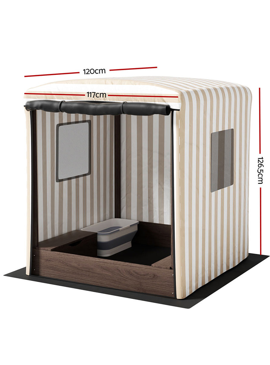 Keezi Kids Outdoor Wooden Sandpit With Enclosed Canopy - Dimensions Image