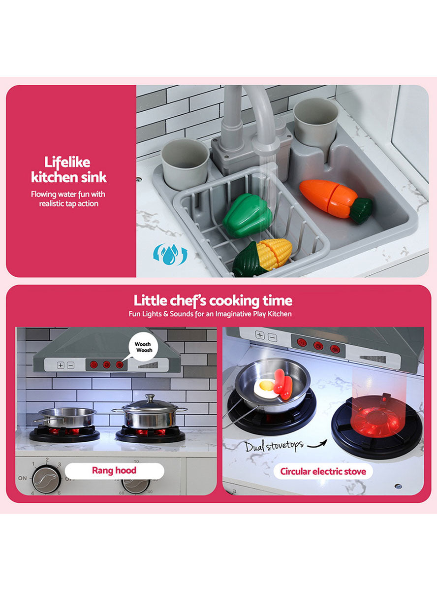 Keezi Kids Pink And White 2 Piece Wooden Kitchen Playset With Accessories - Info Image 4