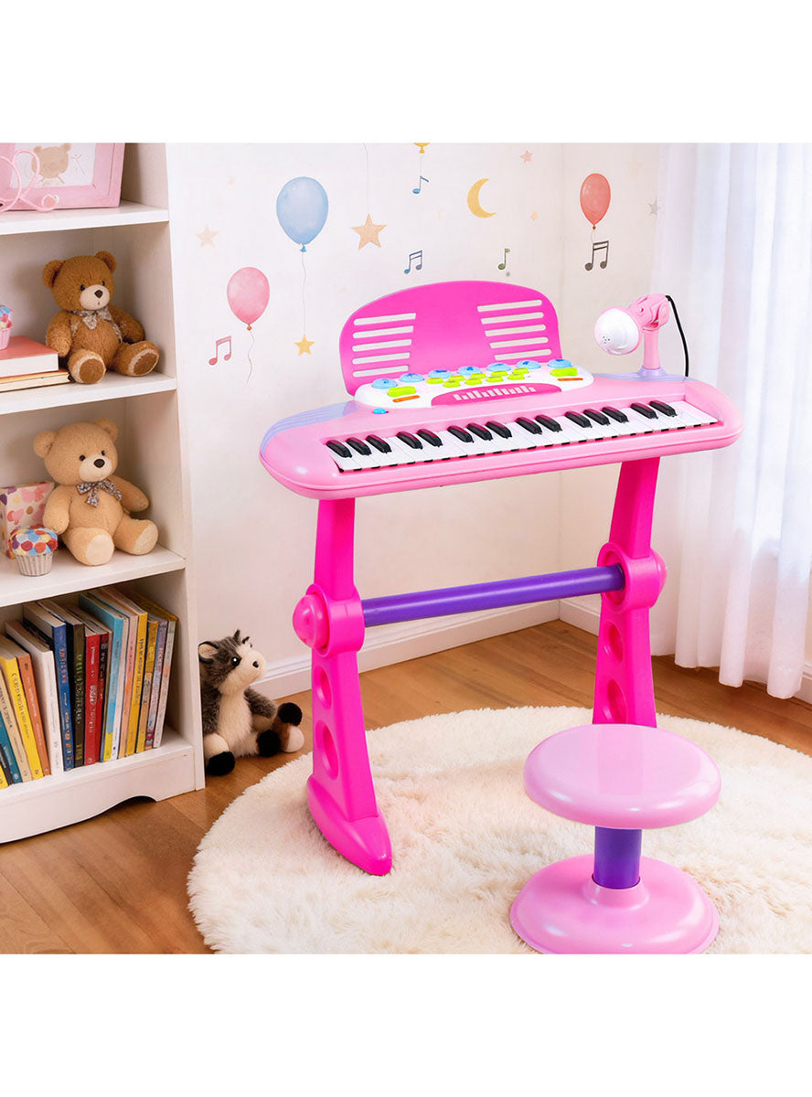 Keezi Kids Pink Piano Keyboard Play Set - Lifestyle Image