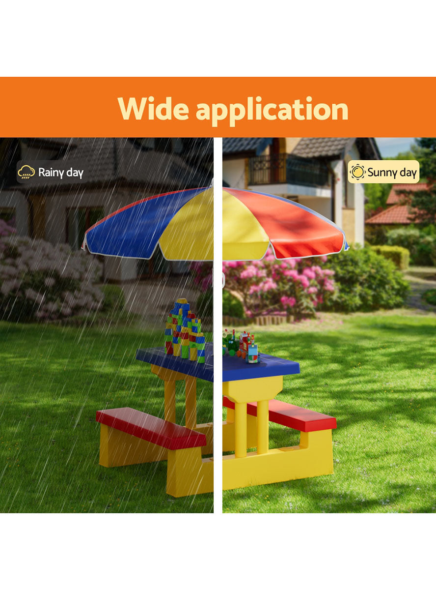 Keezi Kids Plastic Outdoor Table With Umbrella - Info Image 1