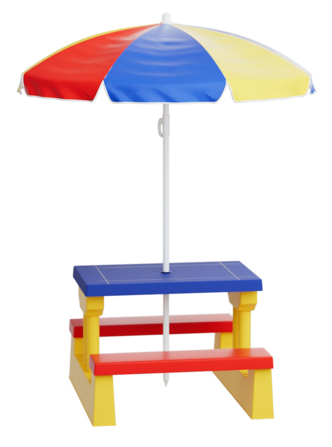 Keezi Kids Plastic Outdoor Table With Umbrella - Side Image