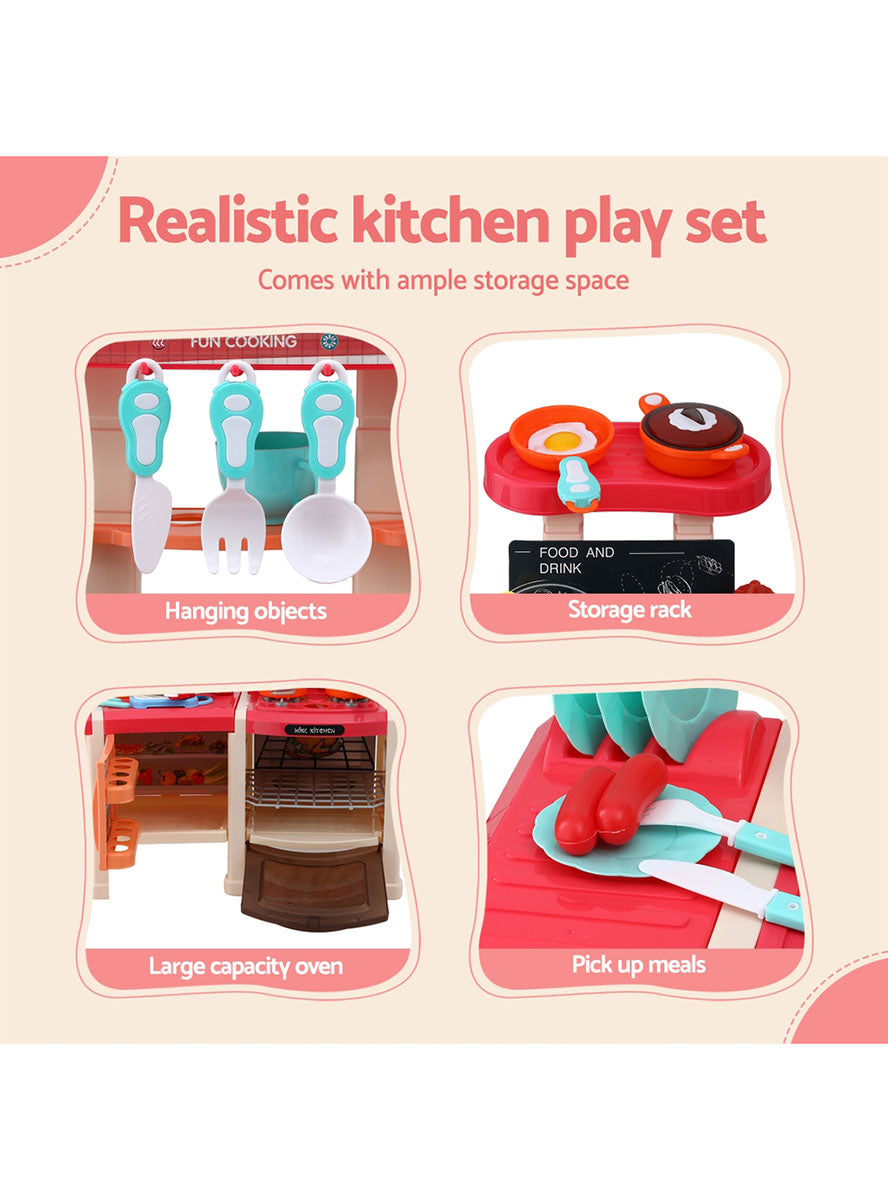 Keezi Kids Plastic Pretend Stovetop Kitchen Set With 46 Pieces - Info Image 1