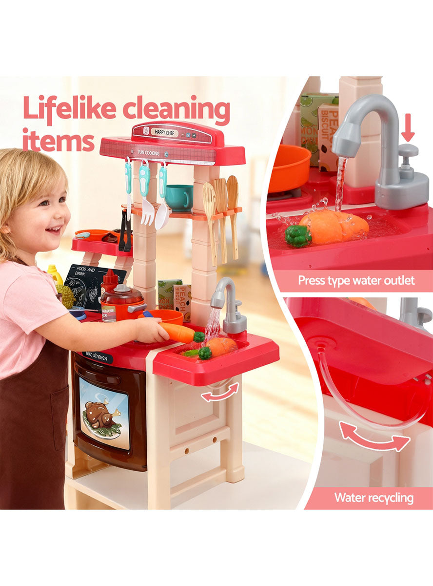 Keezi Kids Plastic Pretend Stovetop Kitchen Set With 46 Pieces - Info Image 3