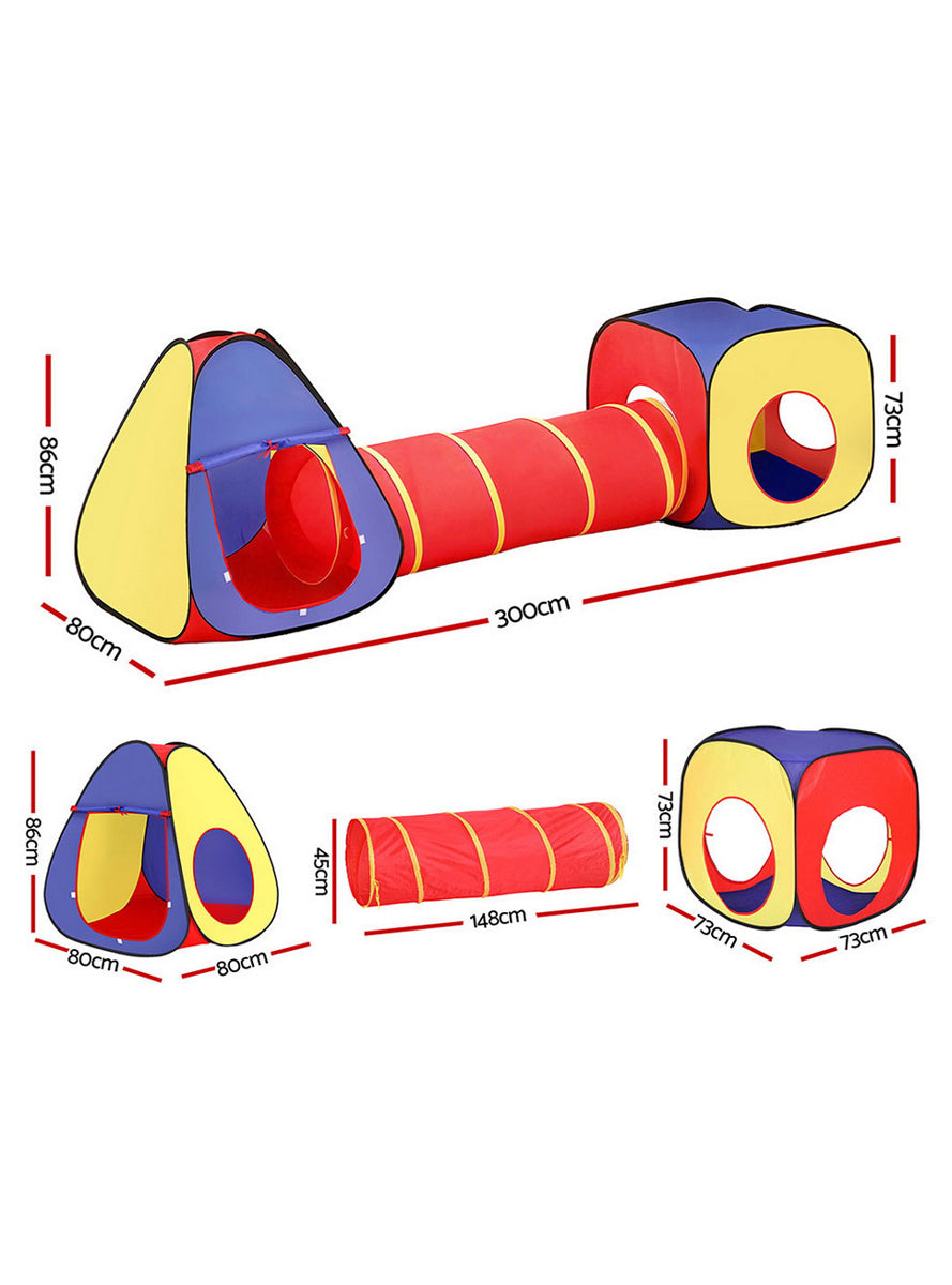 Keezi Kids Pop Up Playhouse With Tunnel - Dimensions Image
