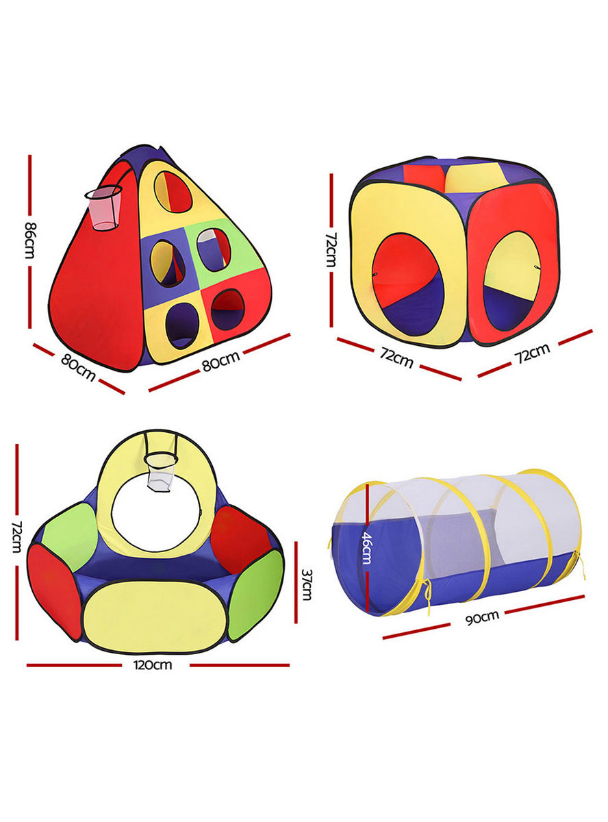 Keezi Kids Pop Up Tent Playhouse With Tunnel And Ball Pit - Dimensions Image