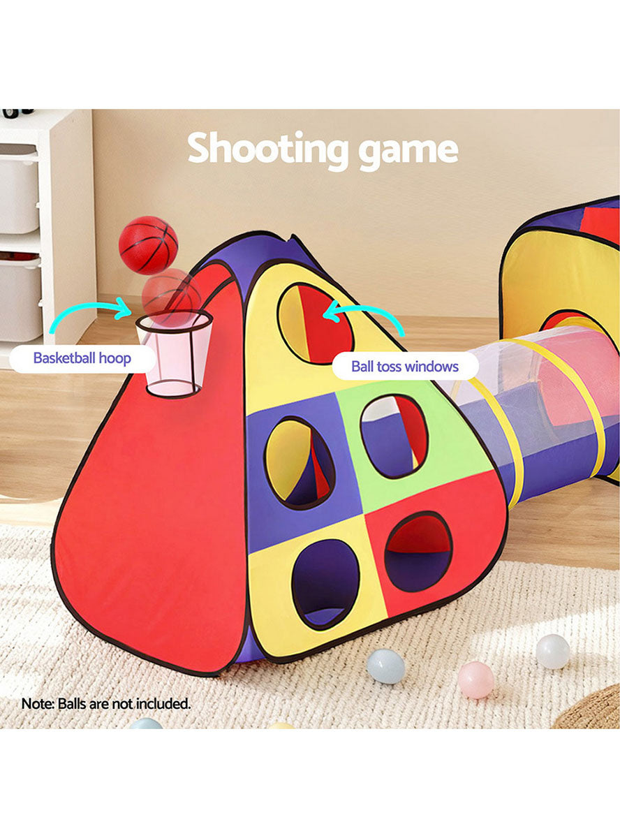 Keezi Kids Pop Up Tent Playhouse With Tunnel And Ball Pit - Info Image 2