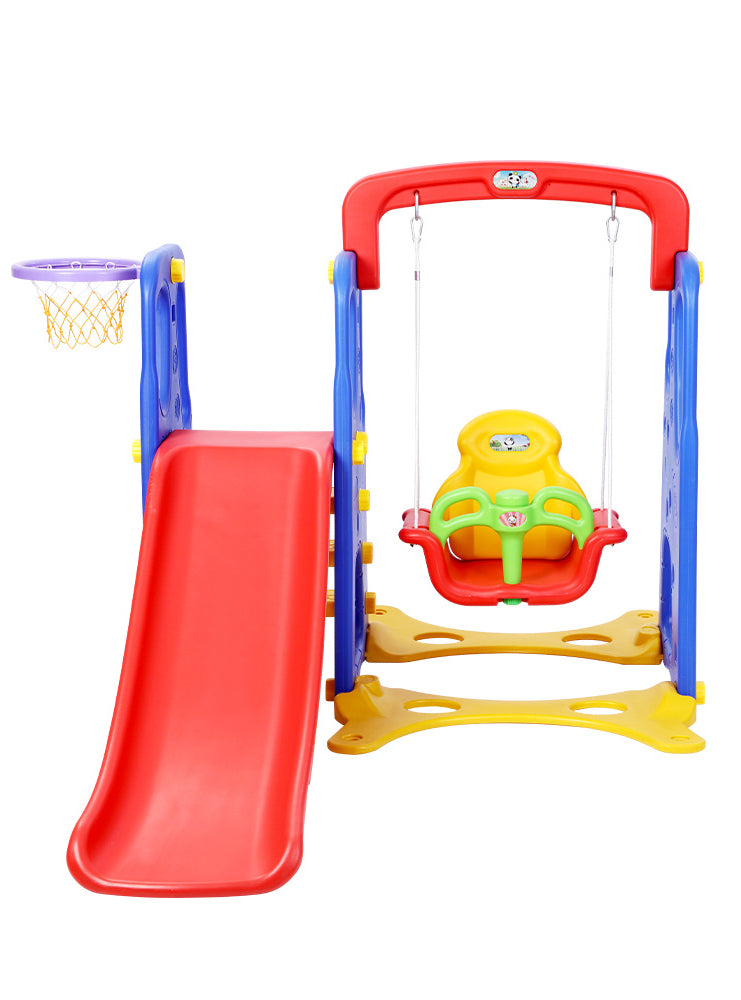 Keezi Kids Red And Blue Outdoor Playset With Slide Swing And Basketball Hoop - Front Image