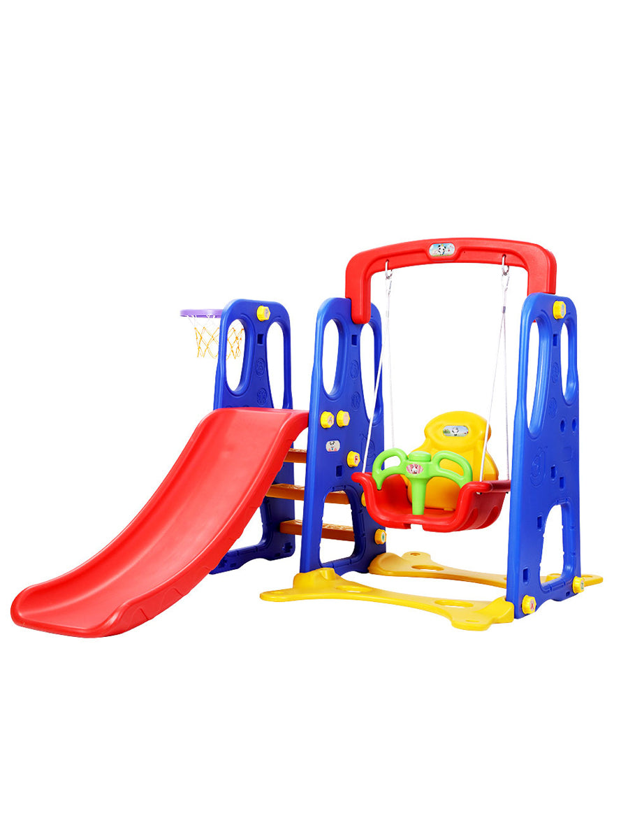 Keezi Kids Red And Blue Outdoor Playset With Slide Swing And Basketball Hoop - Main Image