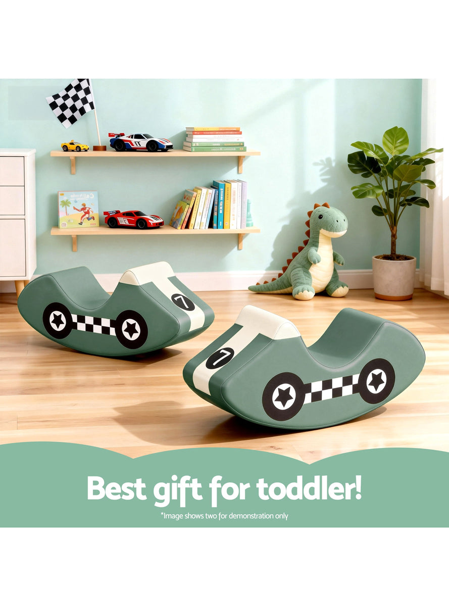 Keezi Kids Soft Green Foam Car Shaped Indoor Climbing Block And Rocker - Info Image 1