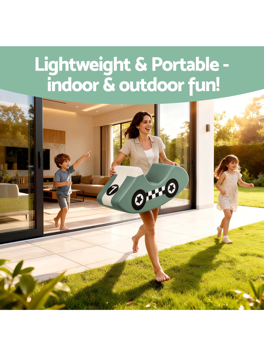 Keezi Kids Soft Green Foam Car Shaped Indoor Climbing Block And Rocker - Info Image 2