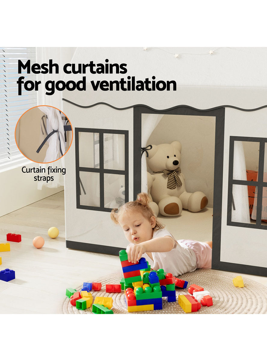 Keezi Kids White House Playhouse Tent With Lights And Floor Mat - Info Image 2