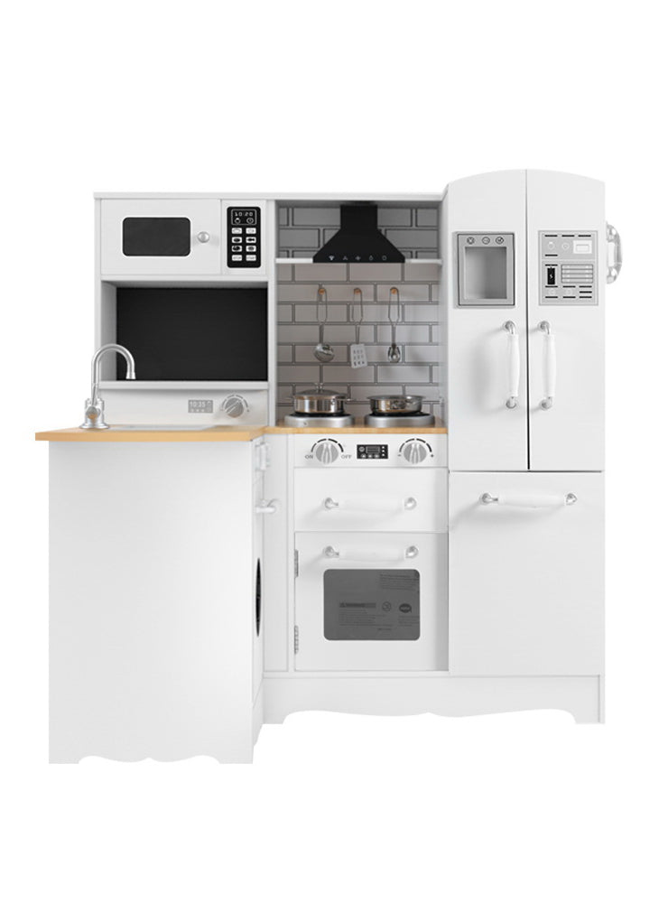 Keezi Kids White Wooden Kitchen Playset With Fridge And Sink - Alternate Image