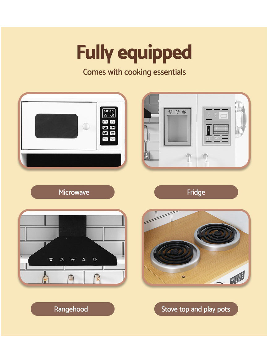 Keezi Kids White Wooden Kitchen Playset With Fridge And Sink - Info Image 3