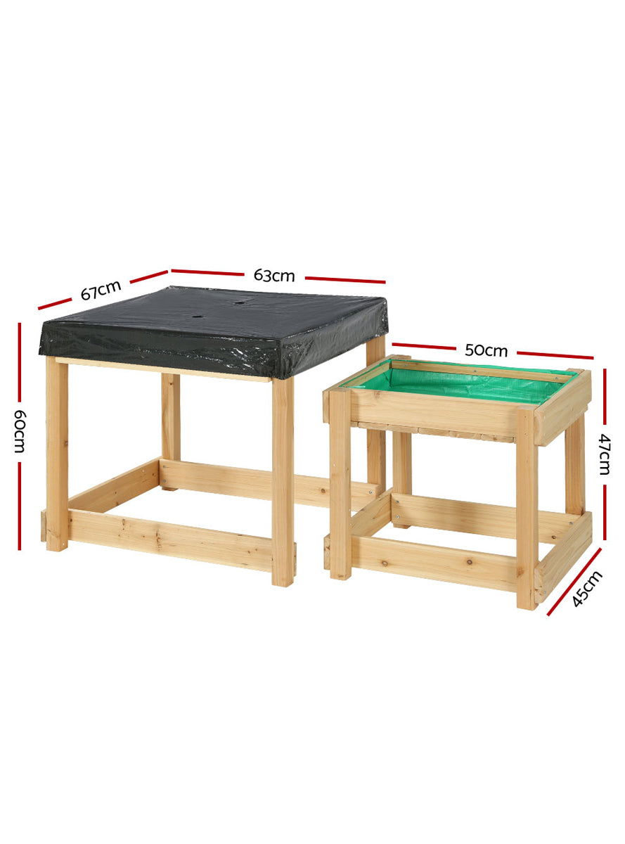 Keezi Kids Wooden Outdoor Sand And Water Table - Dimensions Image