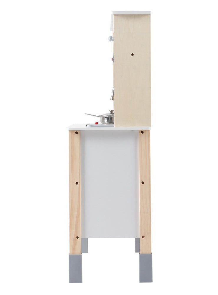 Keezi Kids Wooden White Kitchen Playset With Range Hood - Side Image