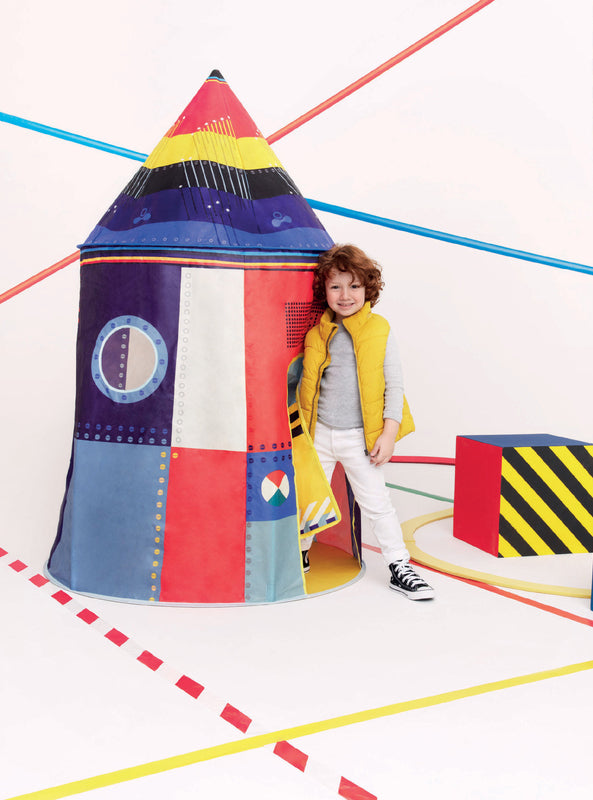 Blue Rocket Ship Tent Play House